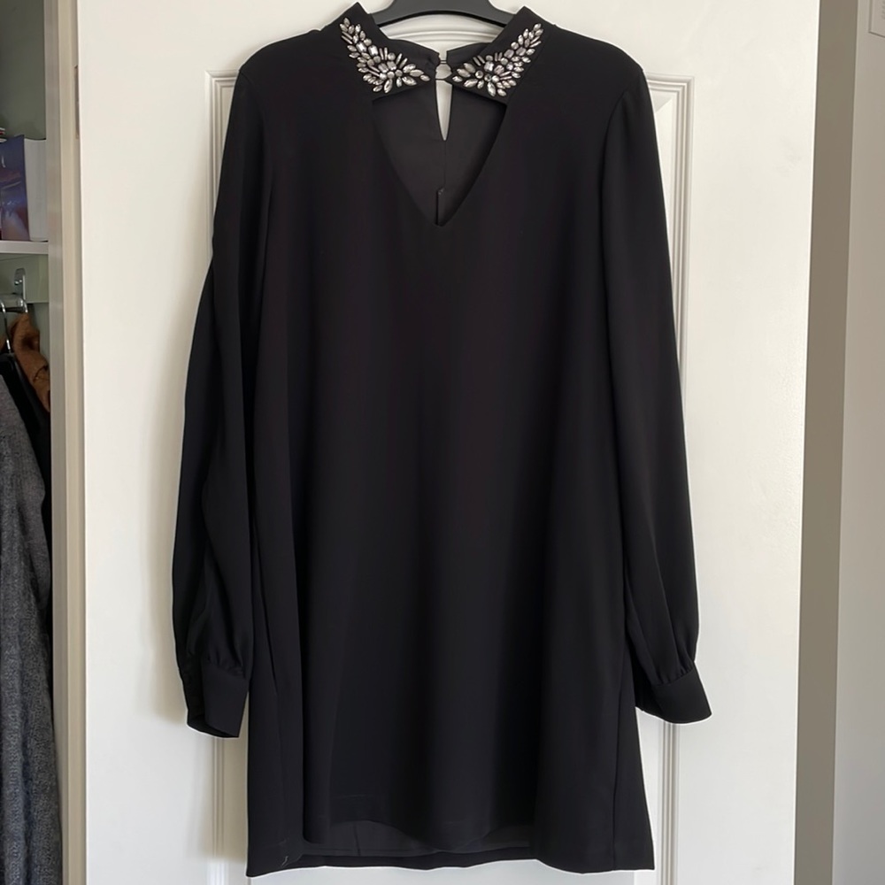 BCBGMaxAzria Black Dress with embellished collar